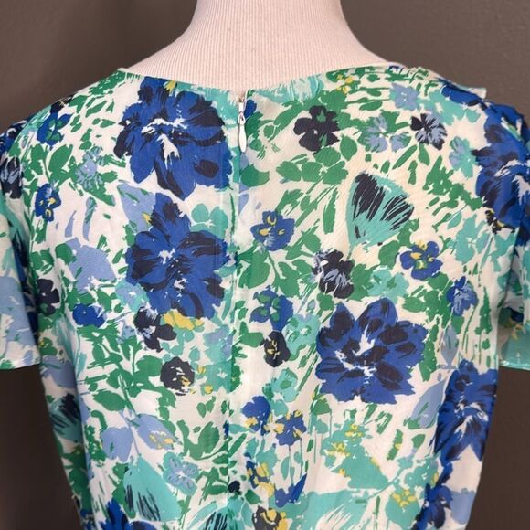 George Floral Wrap Dress - Blue and Green - Picture 8 of 10
